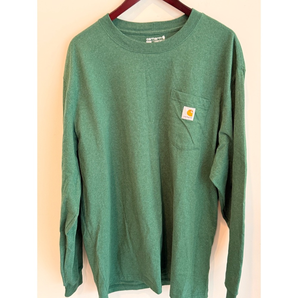 Carhartt Pocket Long Sleeve T Shirt Green Loose Fit 2XL Heavyweight NWOT